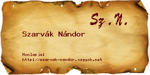 Szarvák Nándor névjegykártya