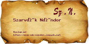 Szarvák Nándor névjegykártya